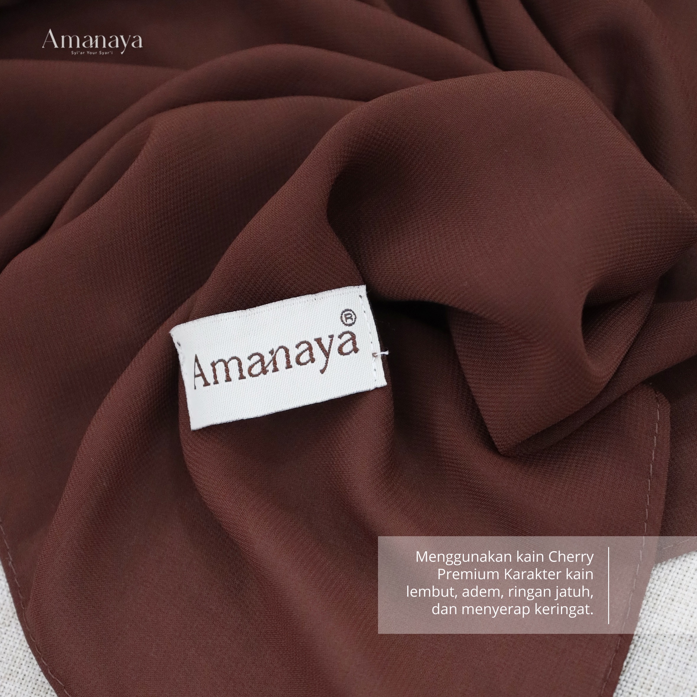 French Square Bandana Laiba Material Cherry Premium