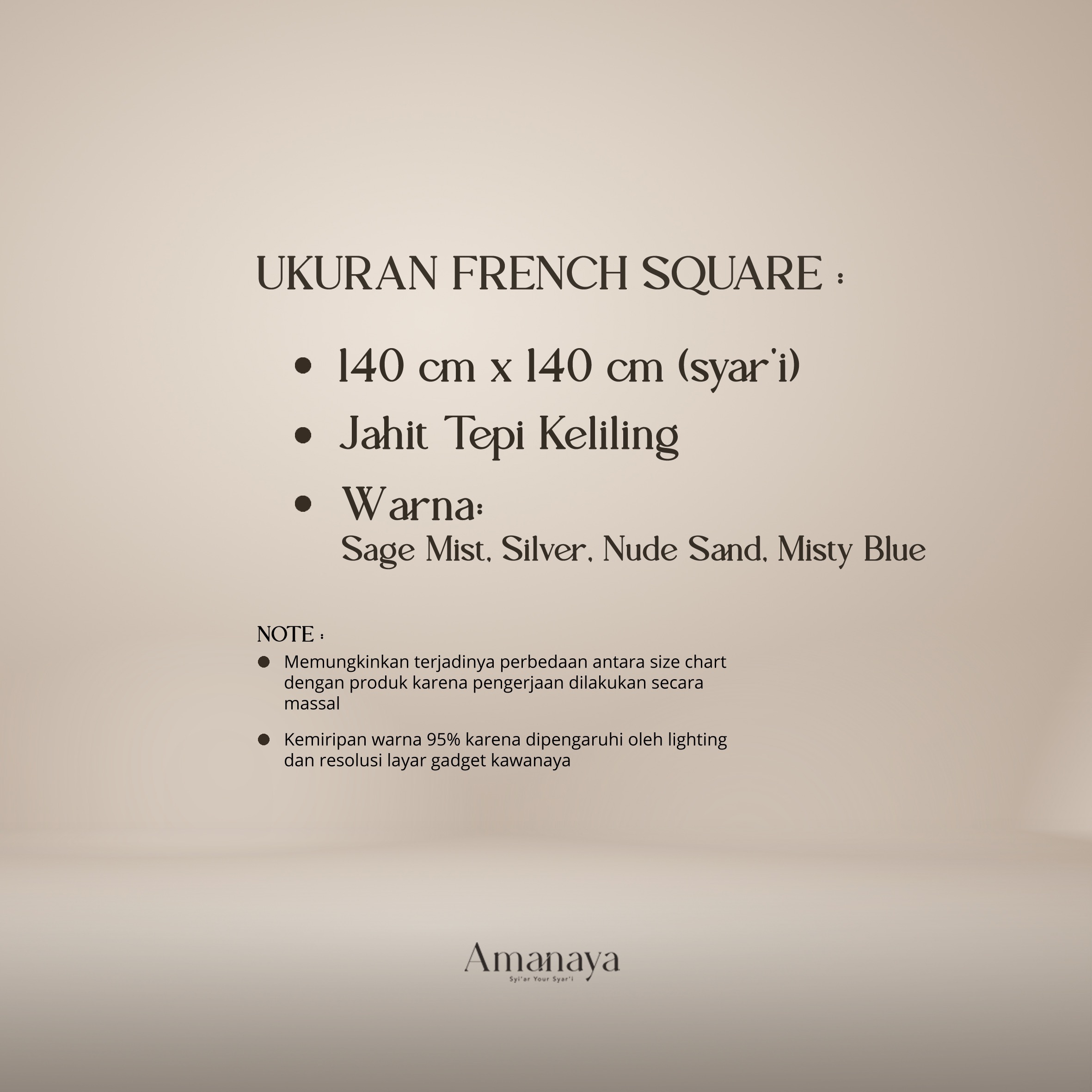 French Square Bandana Lubna Material Natural Fabric Modal Viscose Printing by Air Technology