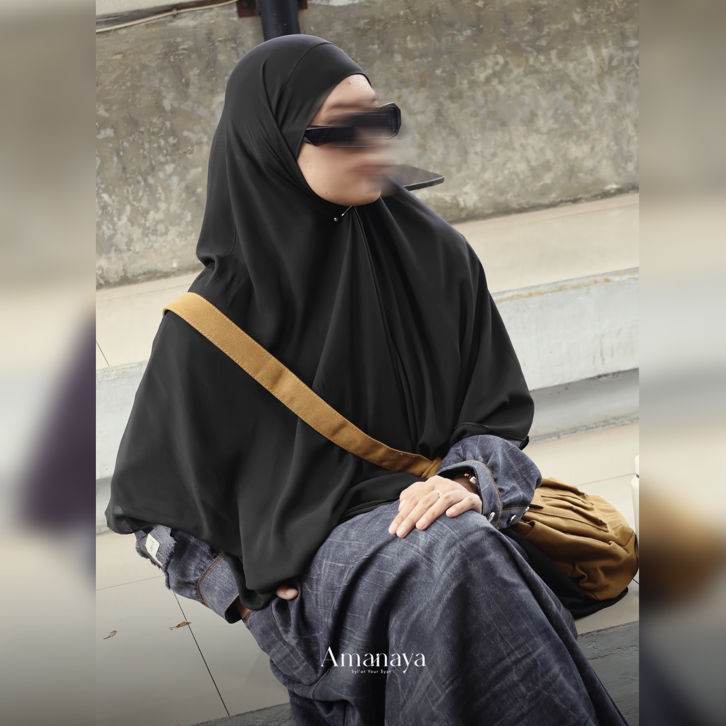 French Square Laiba Intense Black Material Airtech Voile By Air Technology