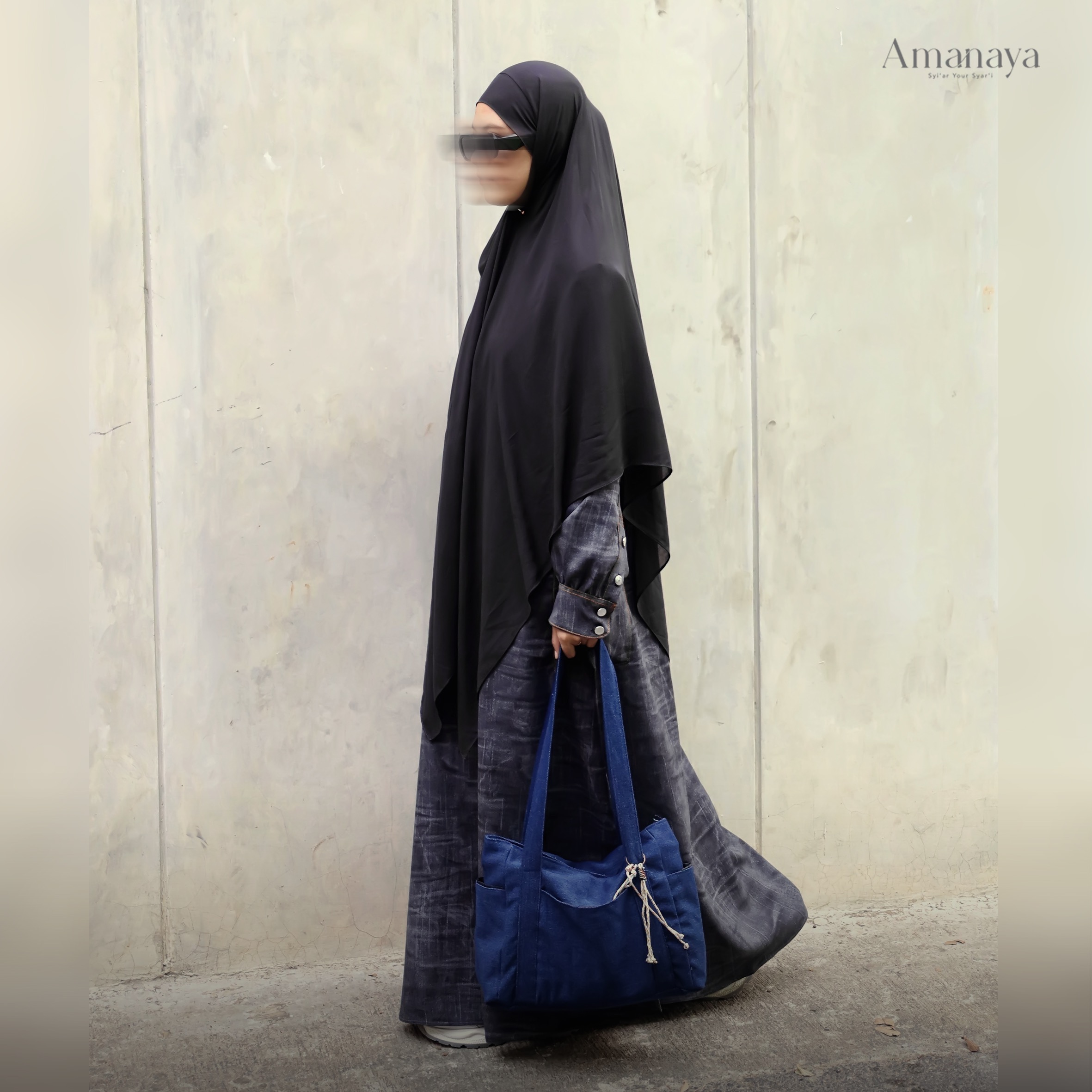 French Square Laiba Intense Black Material Airtech Voile By Air Technology