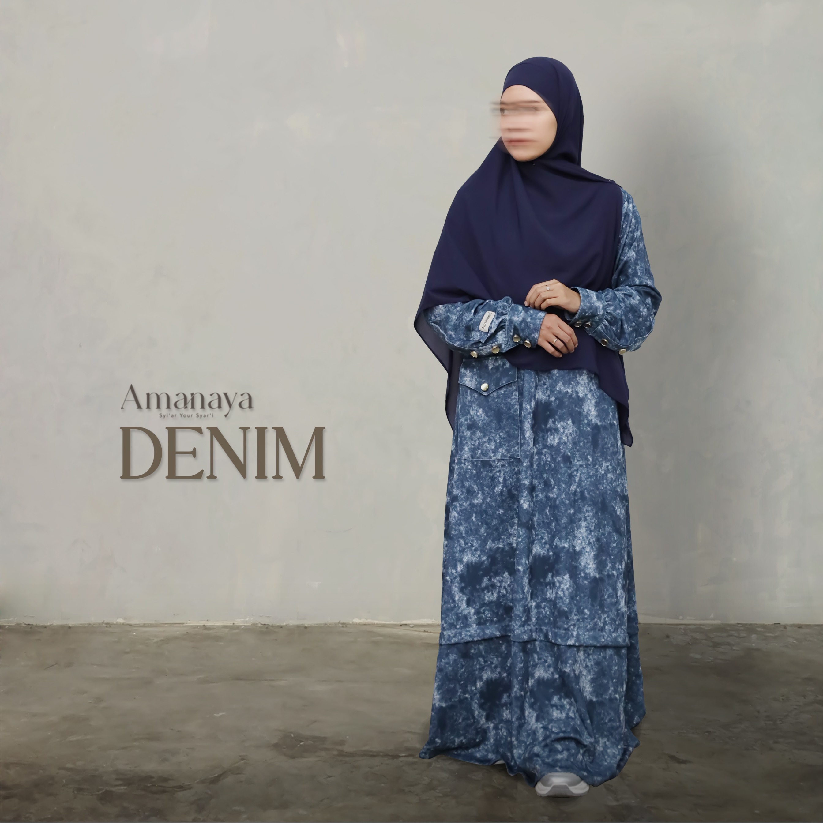 Seline Dress Material Latte Denim Knit