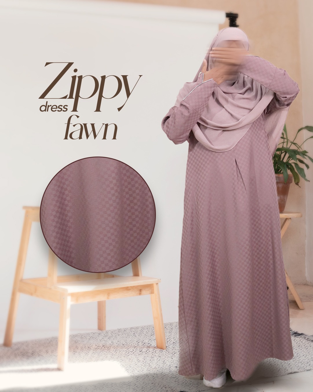 Amanaya  Zippy Dress Material Button Check Premium
