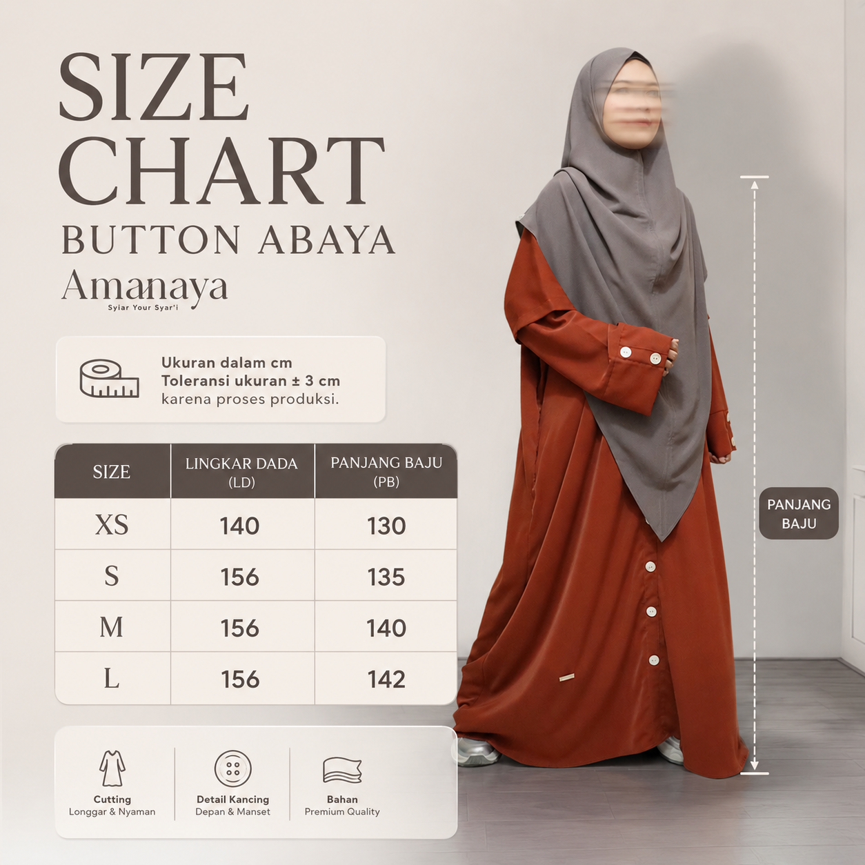 Button Abaya Material Marbella