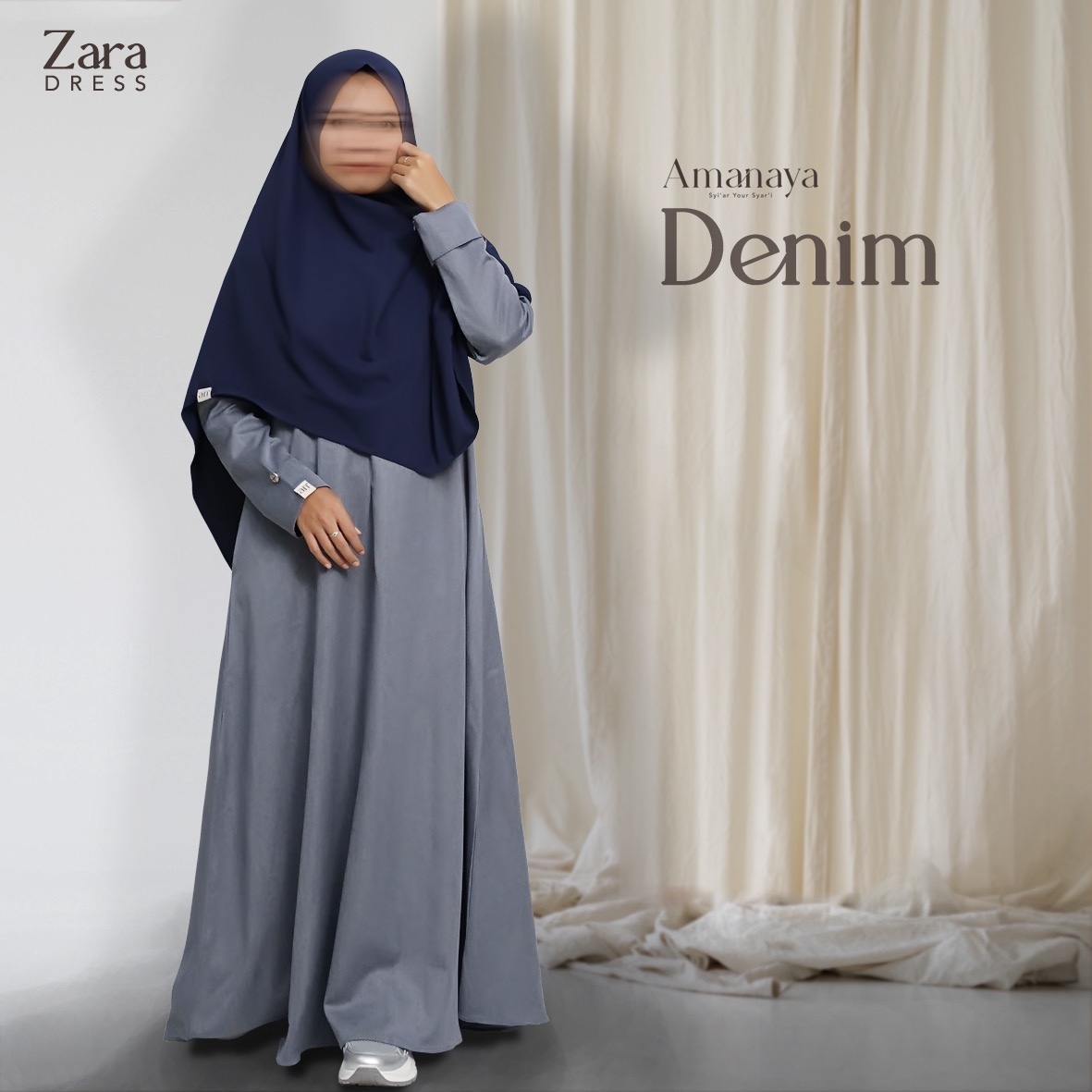 Zara Dress Material Denim Silk