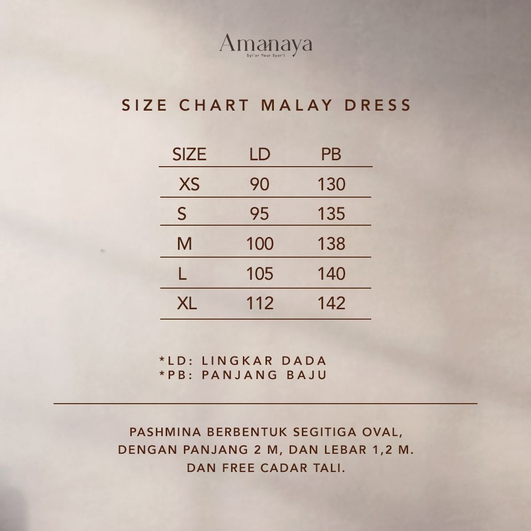 Amanaya Malay Dress - Pashmina Malay Oval Material Sabrina