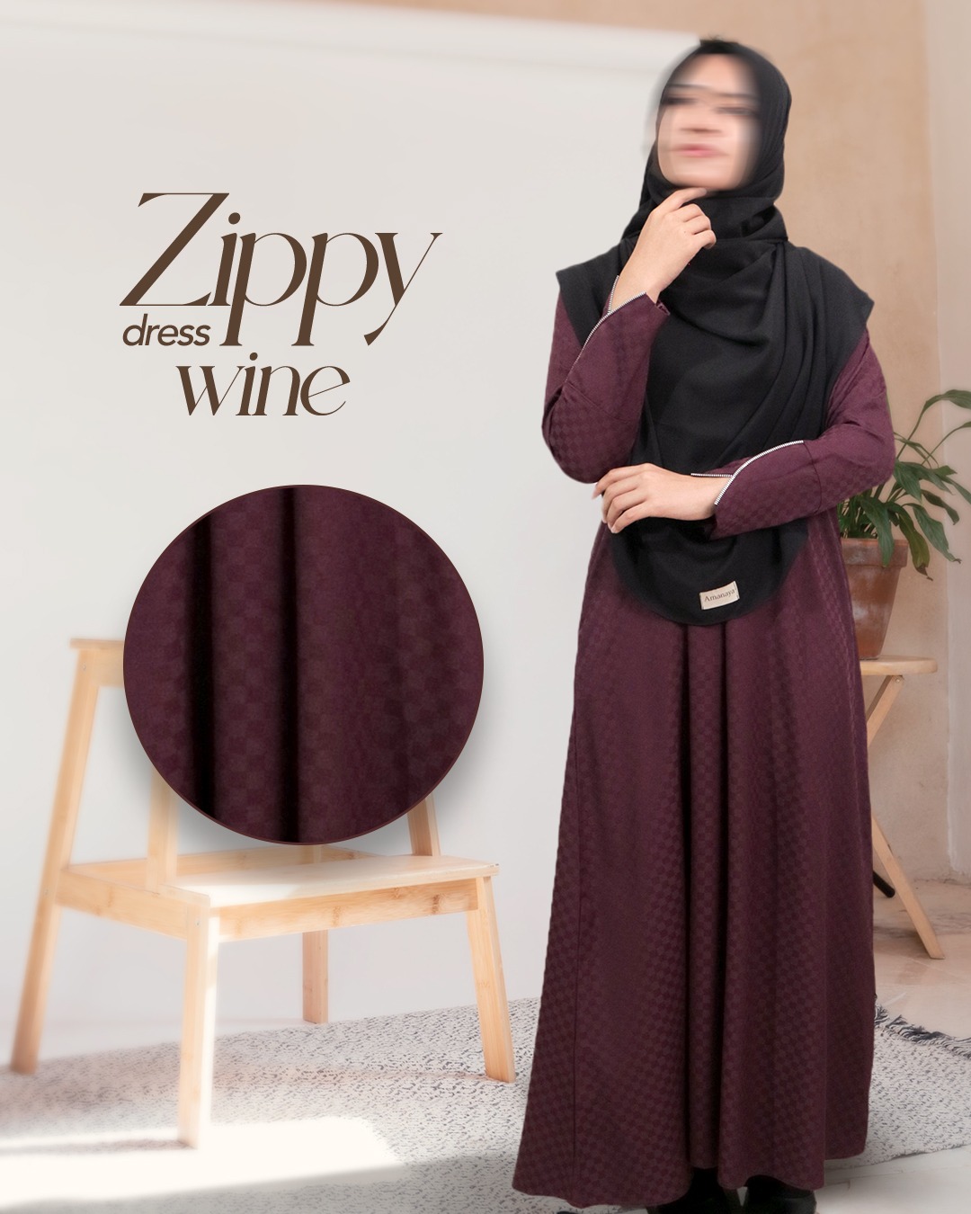 Amanaya  Zippy Dress Material Button Check Premium