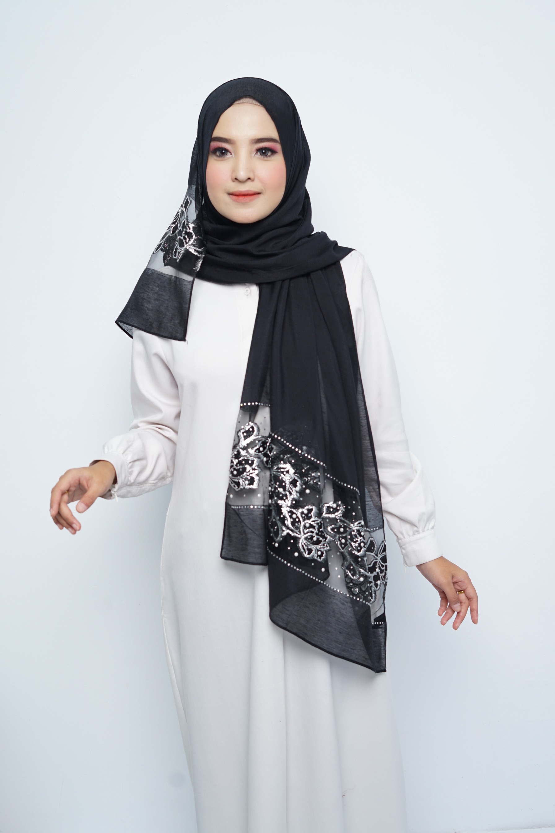 Pashmina - Rubyy Organza Series 05  - Black