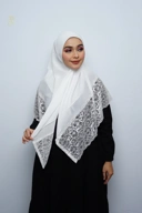 Hijab Square - Rayya Brokat - Broken White