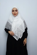 Hijab Square - Rayya Brokat - Broken White