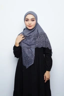 Hijab Square - Rayya Brokat - Dark Grey