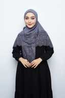 Hijab Square - Rayya Brokat - Dark Grey