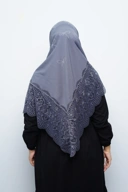 Hijab Square - Rayya Brokat - Dark Grey