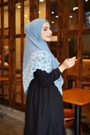 Hijab Square - Rayya Brokat - Biru Warda