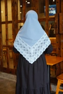 Hijab Square - Rayya Brokat - Biru Warda