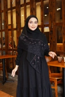 Hijab Square - Rayya Brokat - Black