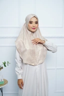 Jilbab - Bergo Shimmer Gliter - Khaki