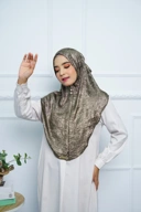 Jilbab - Bergo Shimmer Gliter - Army