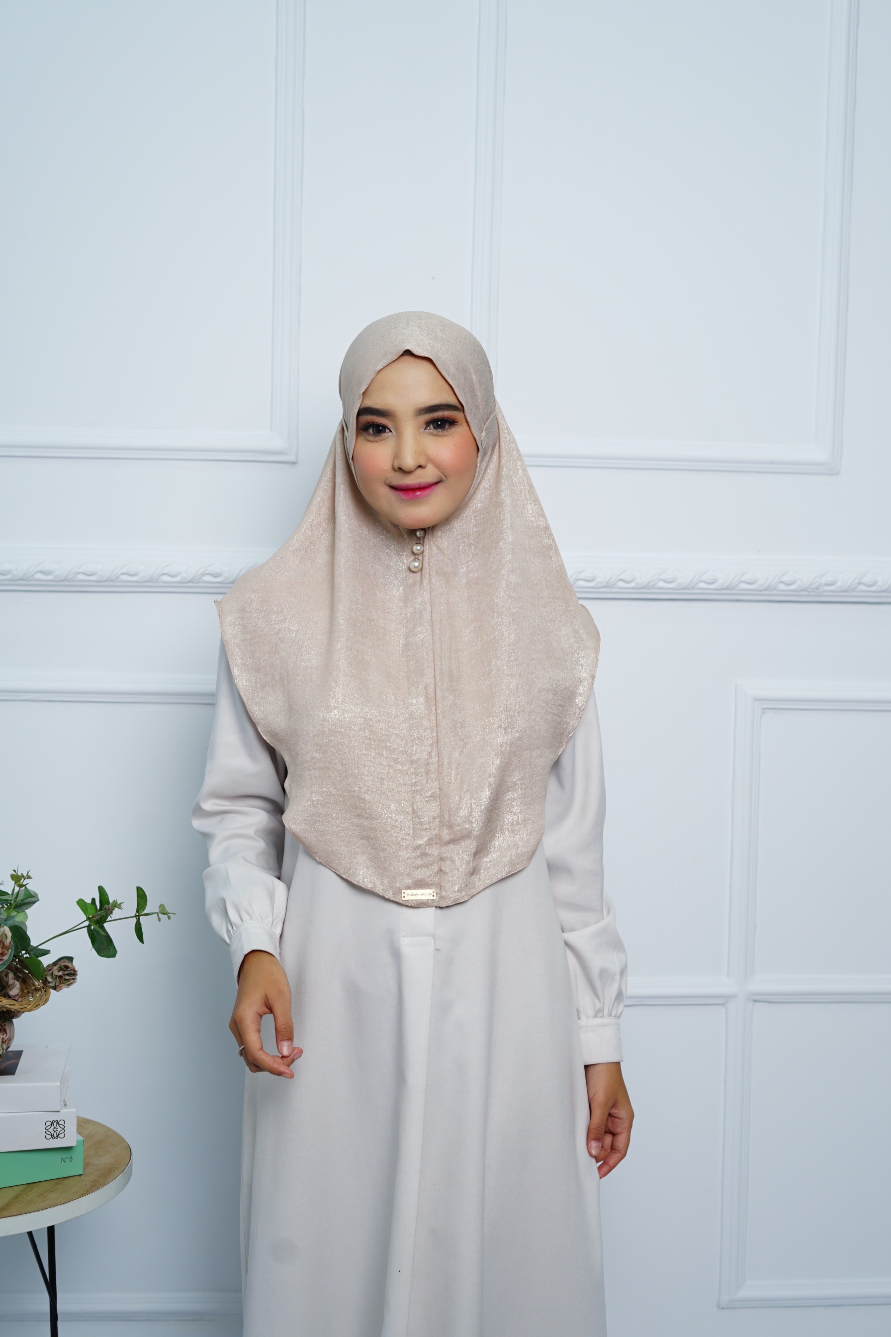 Jilbab - Bergo Shimmer Gliter - Peach