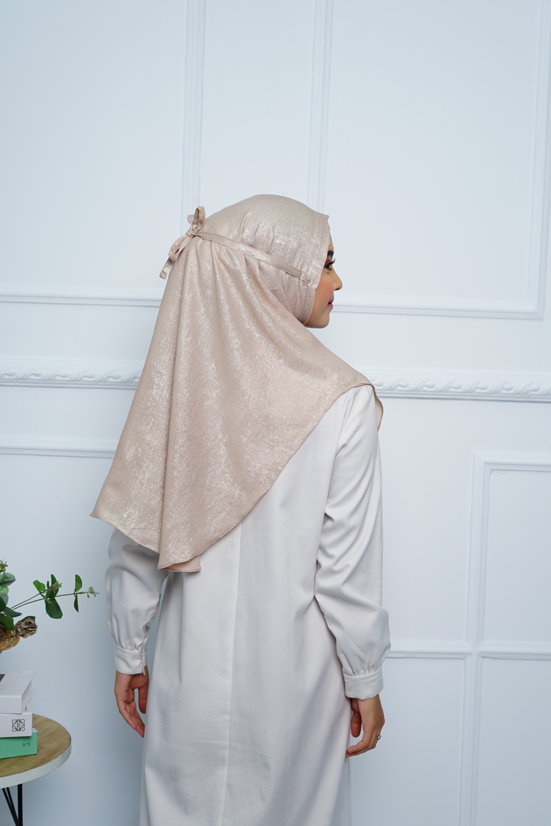 Jilbab - Bergo Shimmer Gliter - Peach