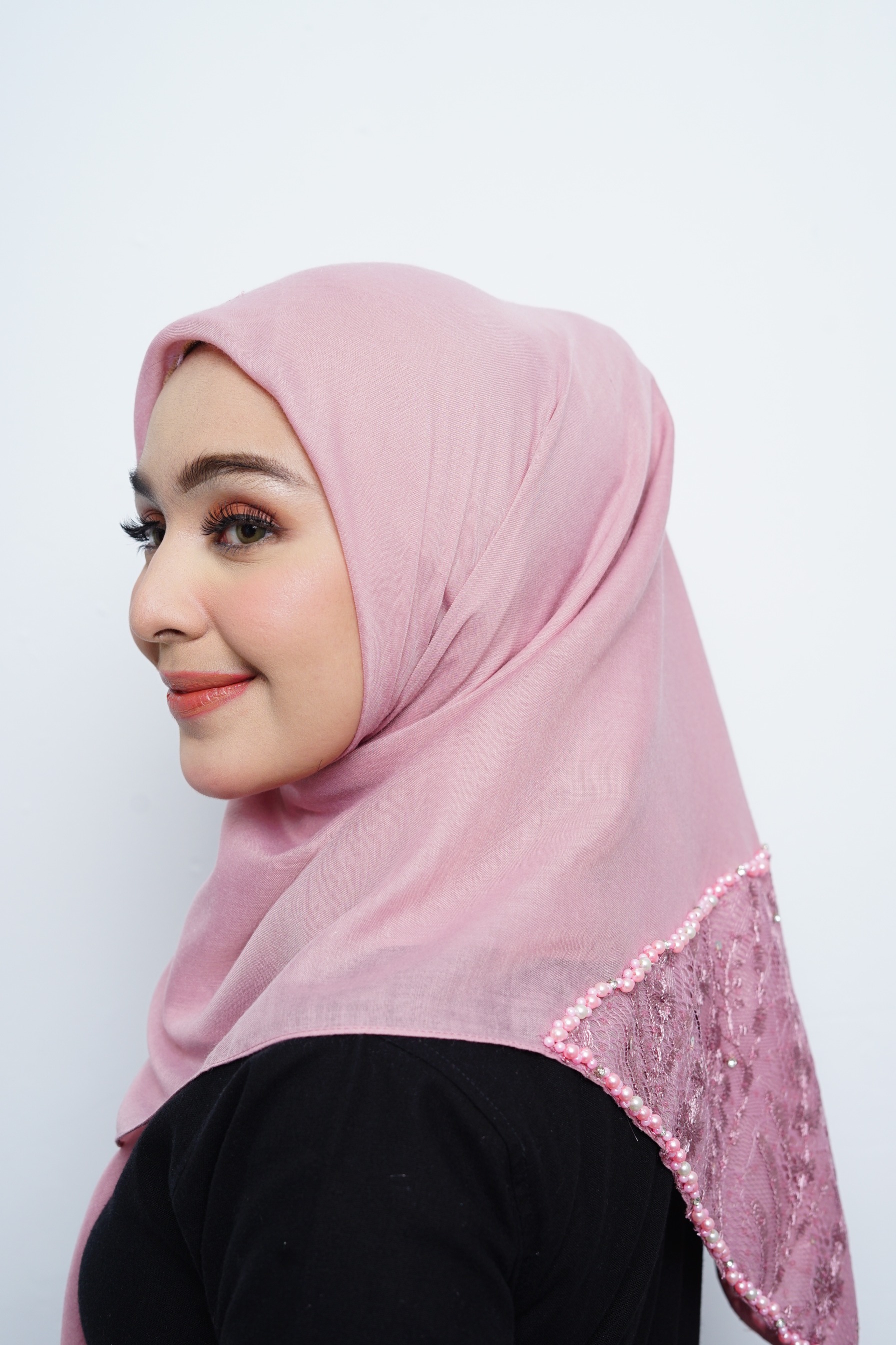 Hijab Square - Amecca Brokat - Peach Voal
