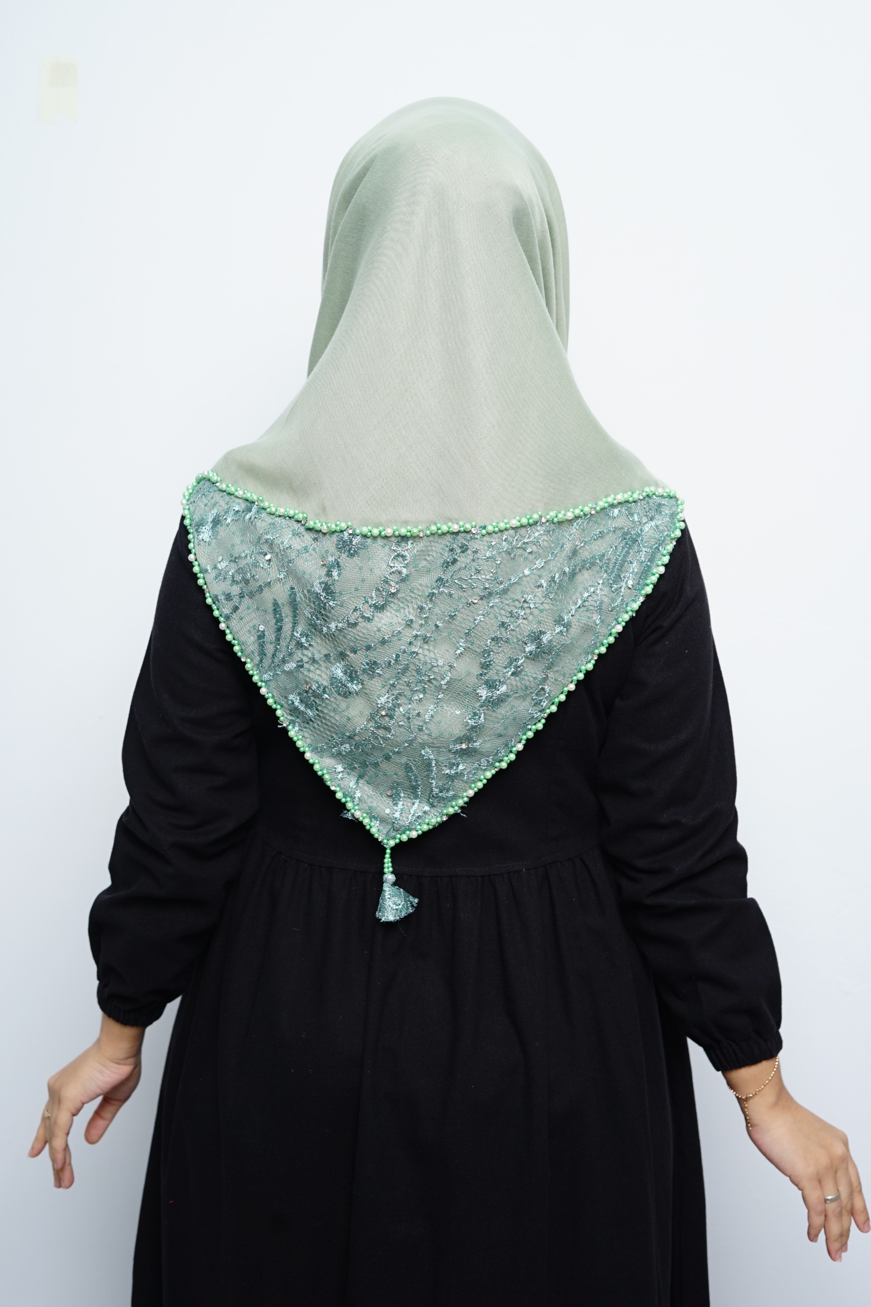 Hijab Square - Amecca Brokat - Sage Green Voal
