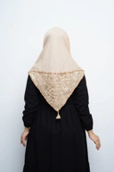 Hijab Square - Amecca Brokat - Cream Voal