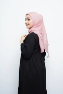 Hijab Square - Amecca Brokat - Dusty Pink Voal