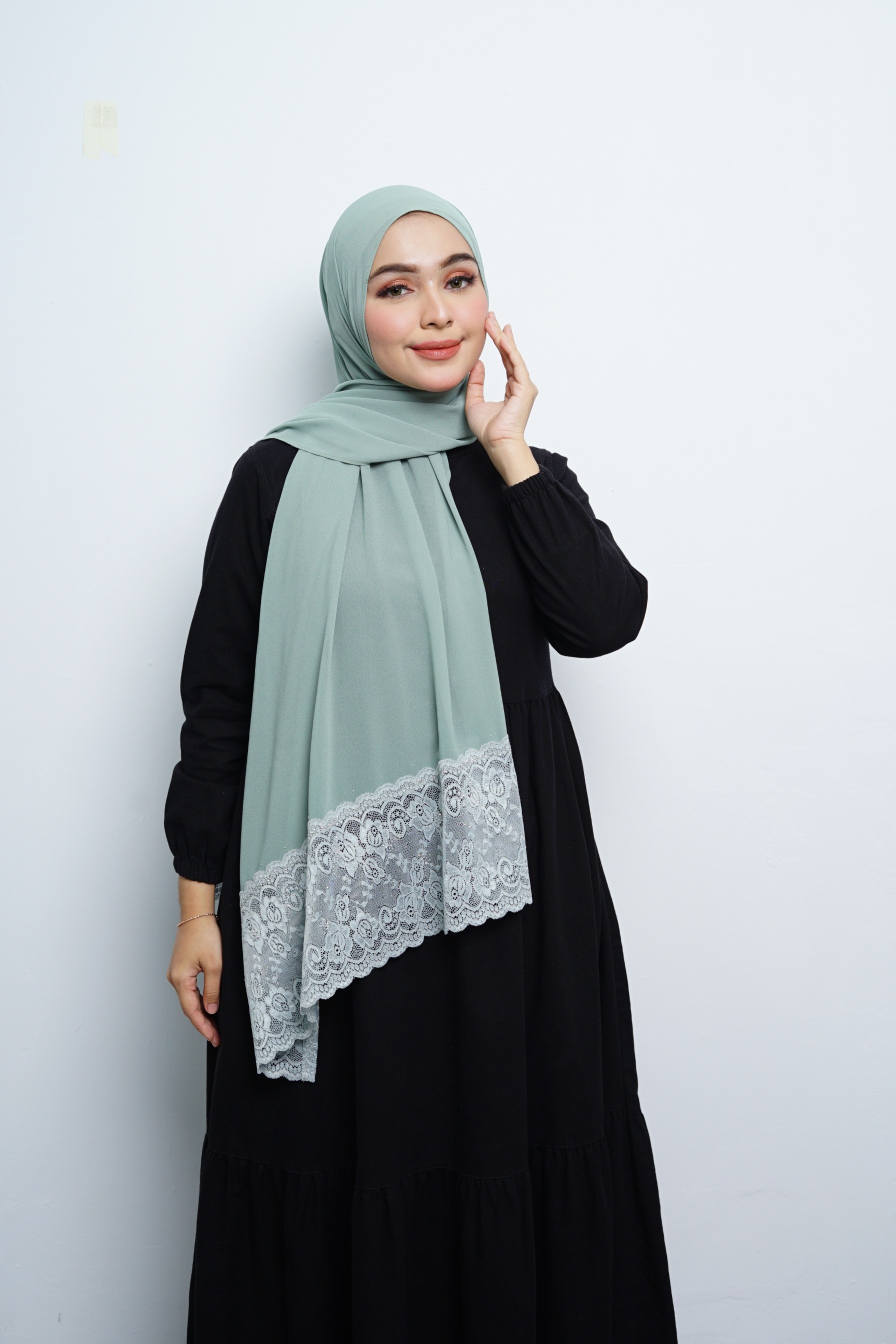 Pashmina - Nazwa Brokat - Sage Green