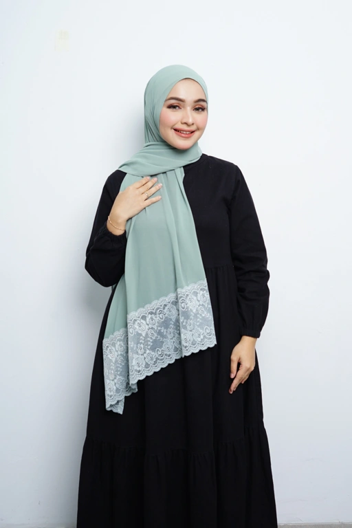 Image of Pashmina - Nazwa Brokat - Sage Green