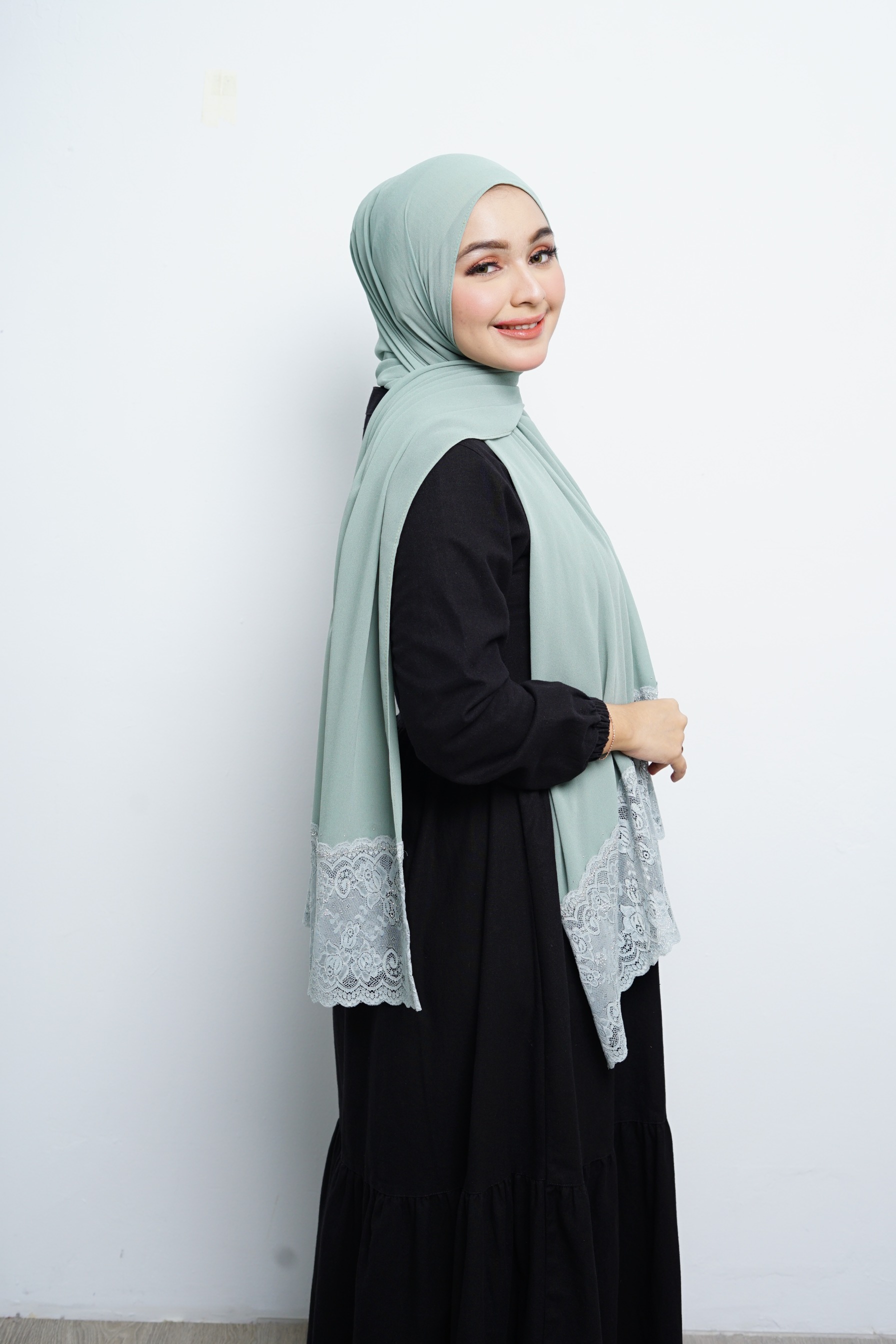 Pashmina - Nazwa Brokat - Sage Green