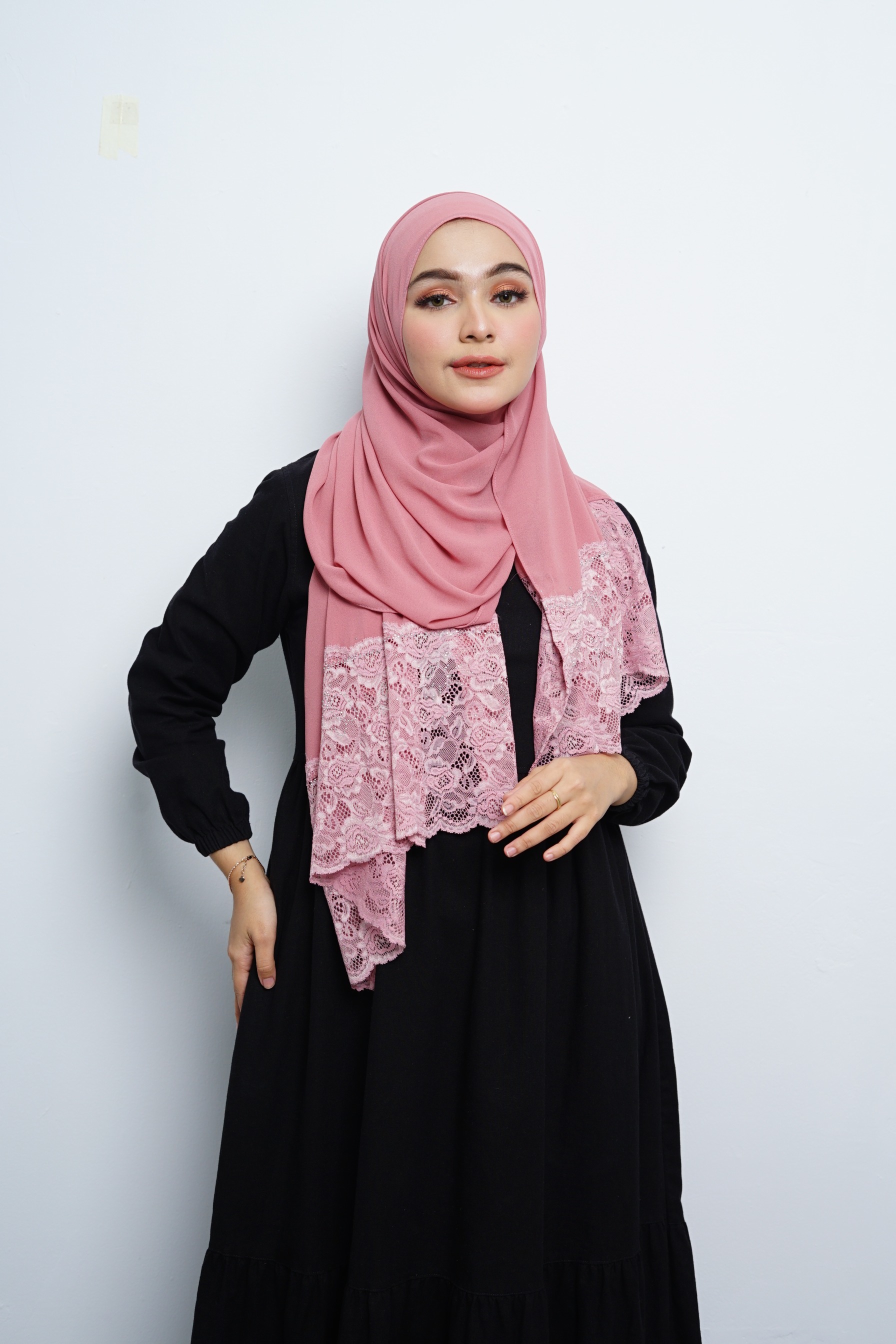 Pashmina - Nazwa Brokat - Dusty Pink