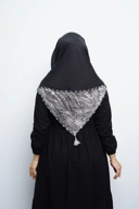 Hijab Square - Amecca Brokat - Black Voal