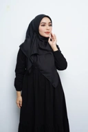Hijab Square - Amecca Brokat - Black Voal