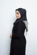 Hijab Square - Amecca Brokat - Black Voal