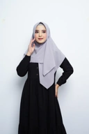 Hijab Square - Amecca Brokat - Grey Diamond
