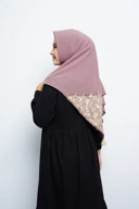 Hijab Square - Amecca Brokat - Peach Diamond