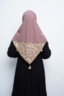 Hijab Square - Amecca Brokat - Peach Diamond
