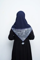 Hijab Square - Amecca Brokat - Navy Diamond
