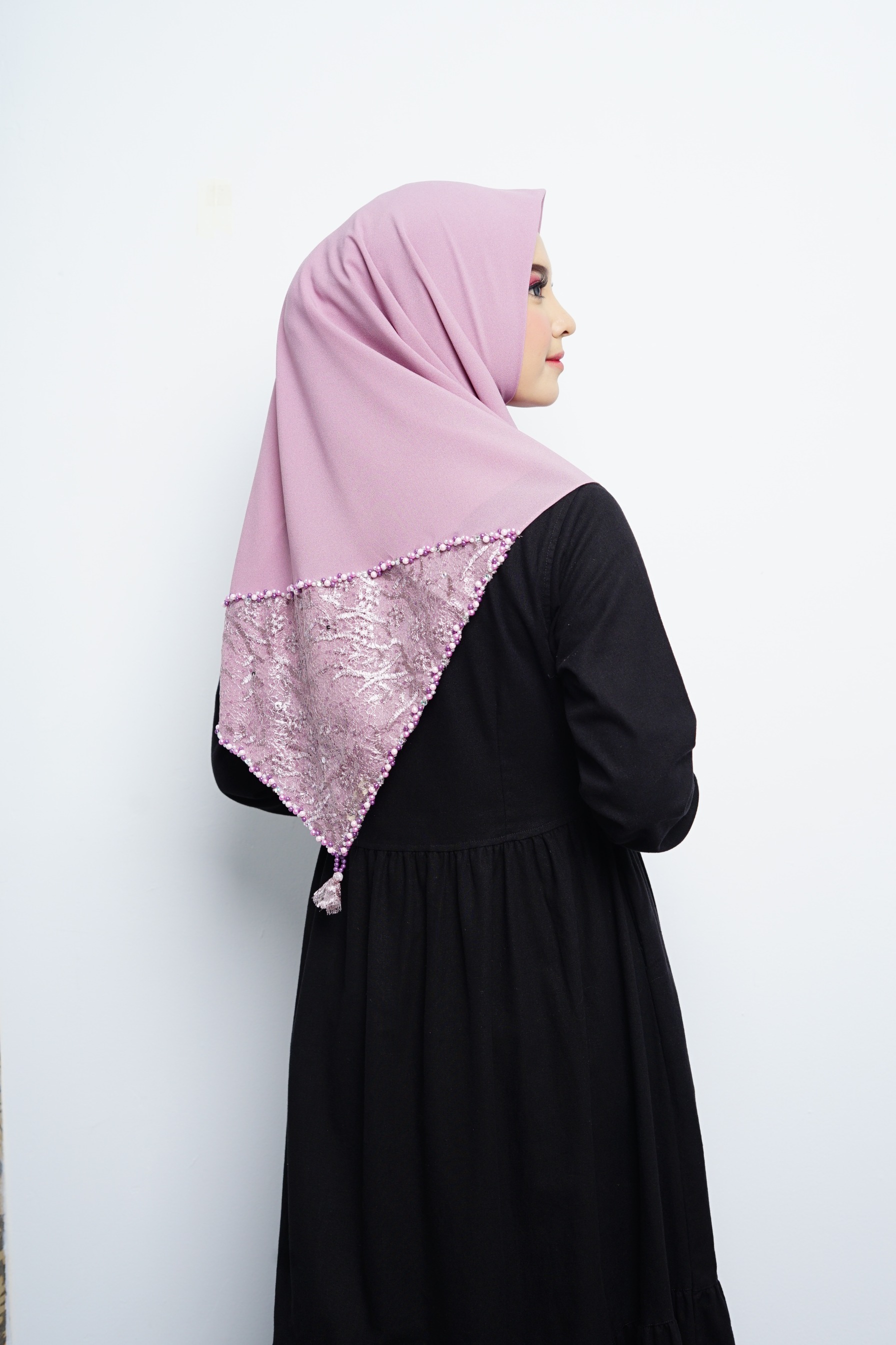 Hijab Square - Amecca Brokat - Lilac Diamond