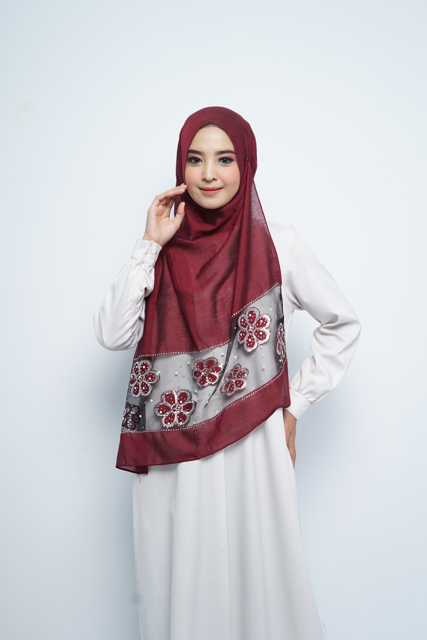 Pashmina - Rubyy Organza Series 04 - Maroon