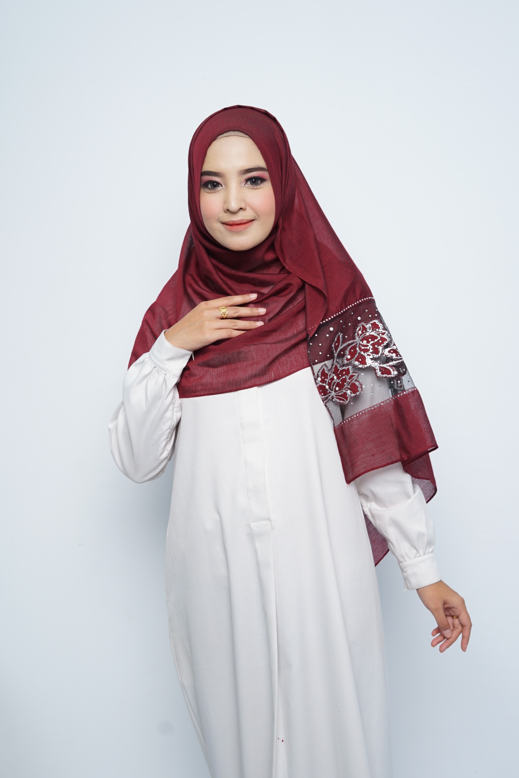 Pashmina - Rubyy Organza Series 05 - Maroon