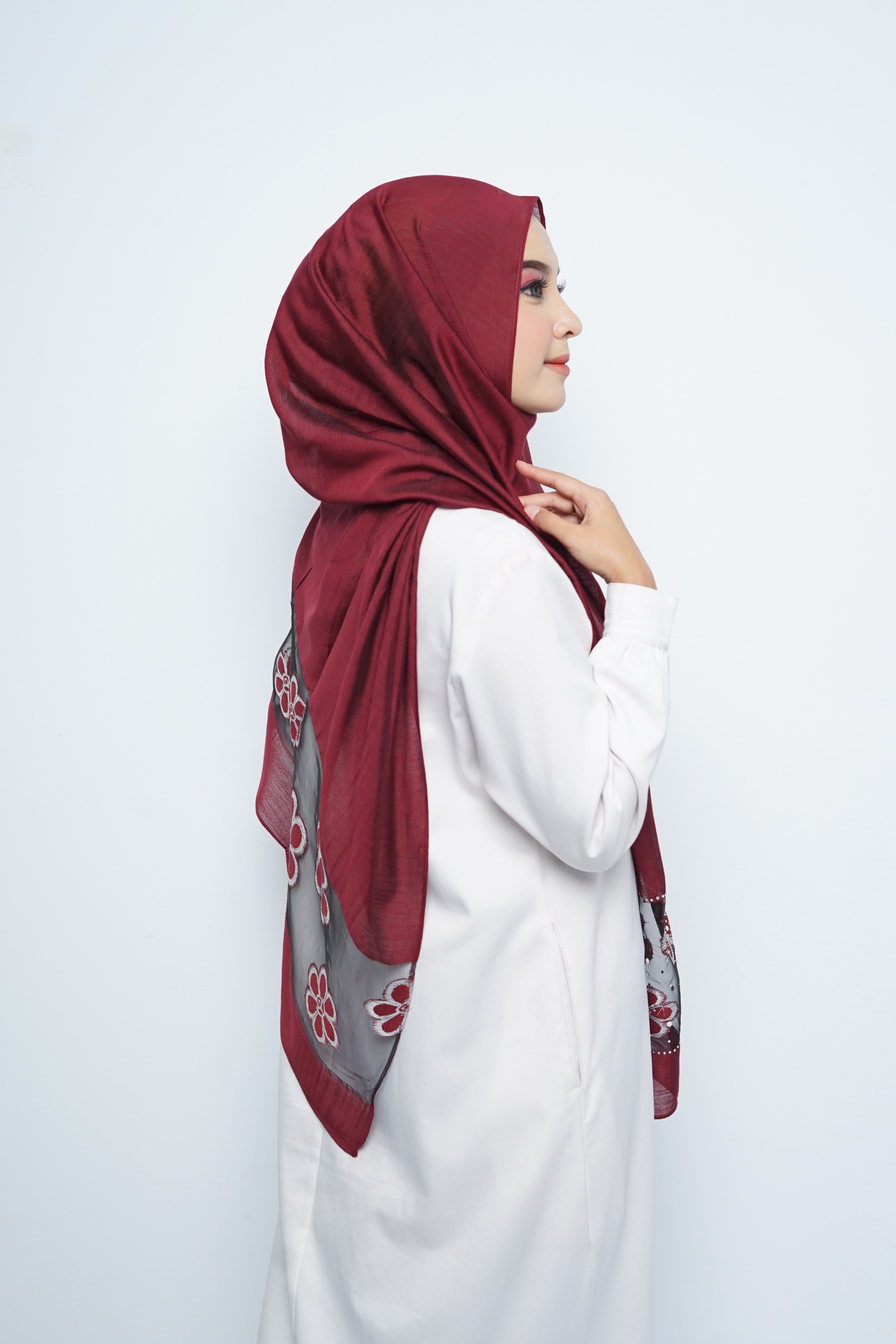 Pashmina - Rubyy Organza Series 04 - Maroon