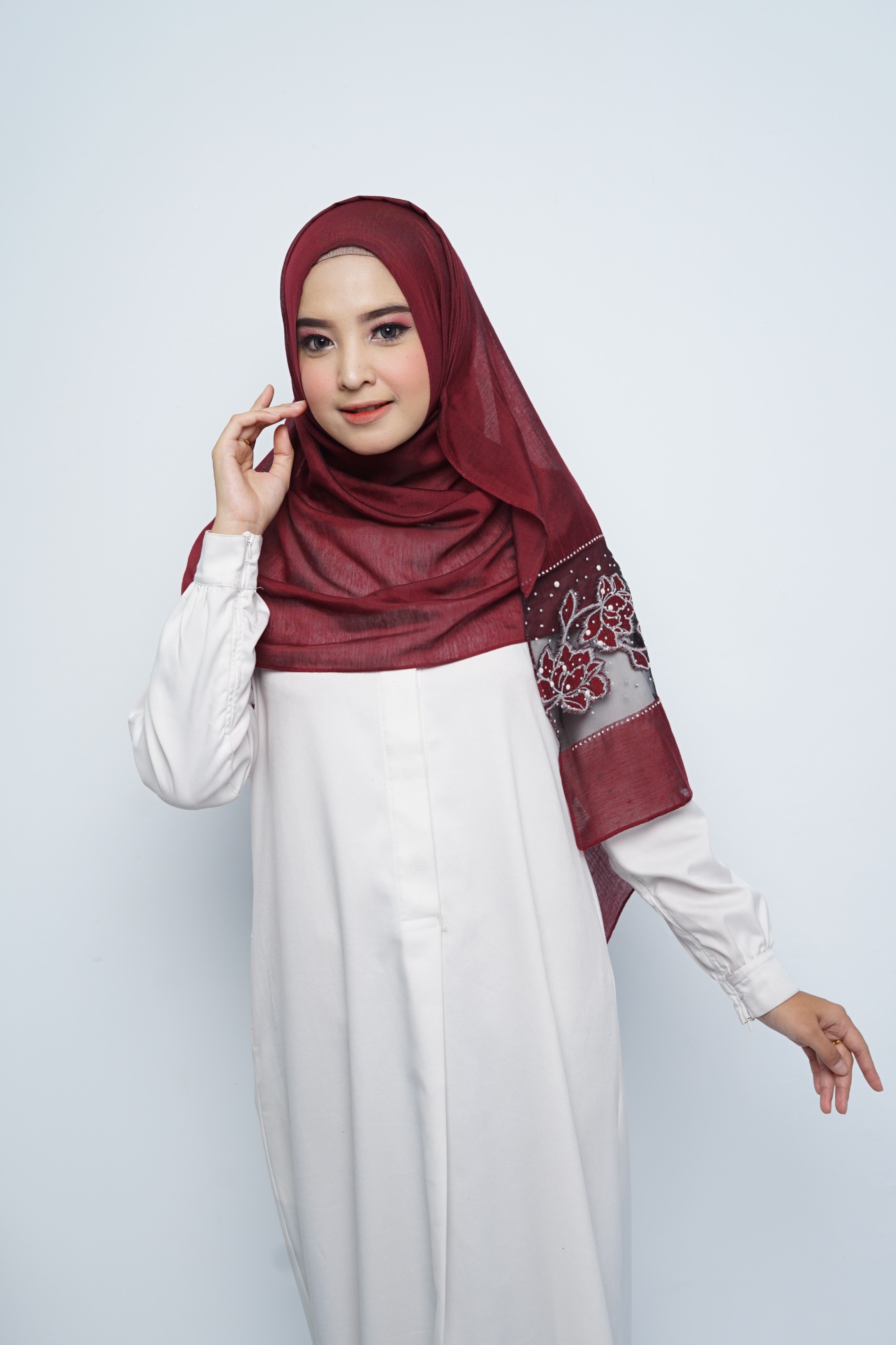 Pashmina - Rubyy Organza Series 05 - Maroon