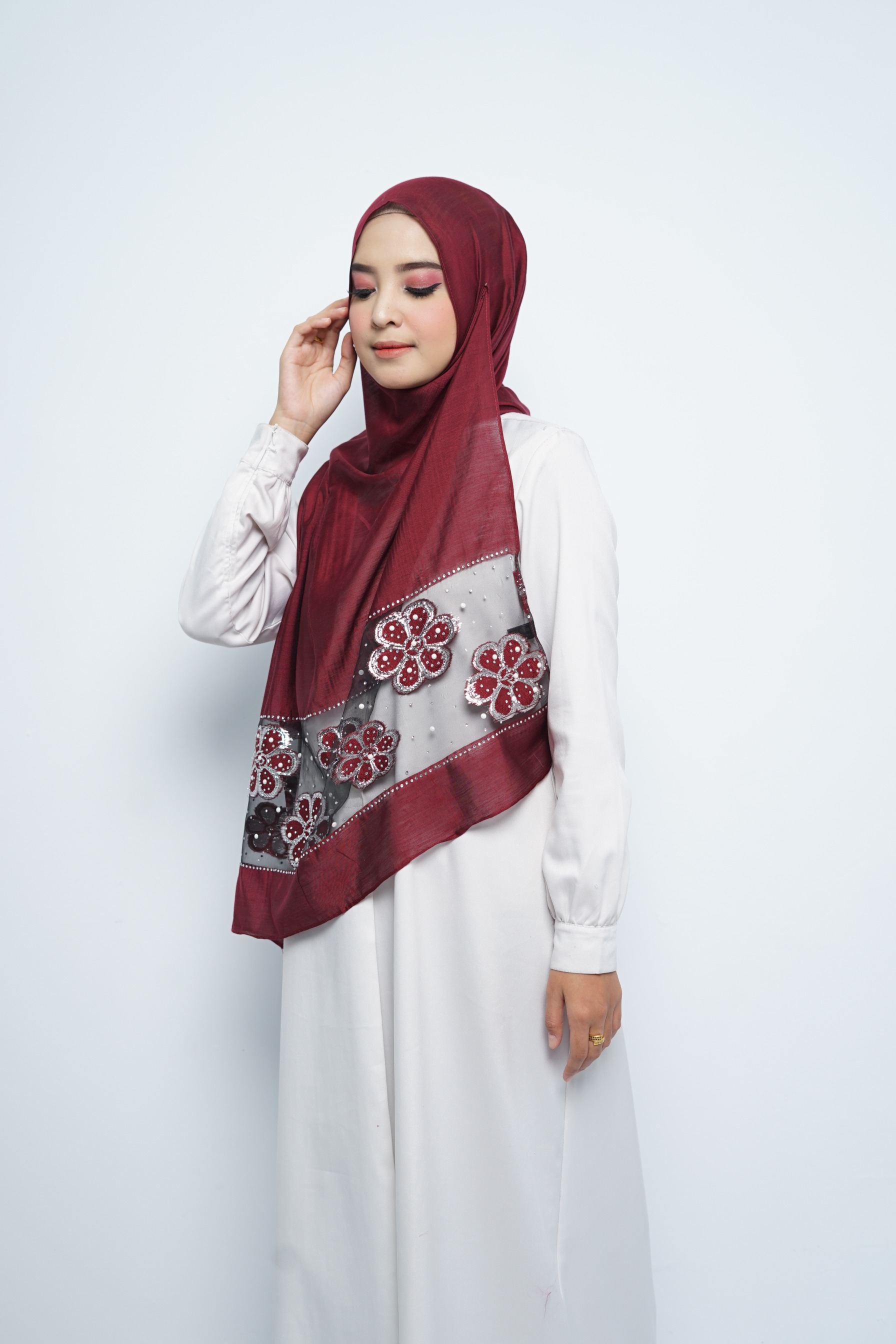 Pashmina - Rubyy Organza Series 04 - Maroon