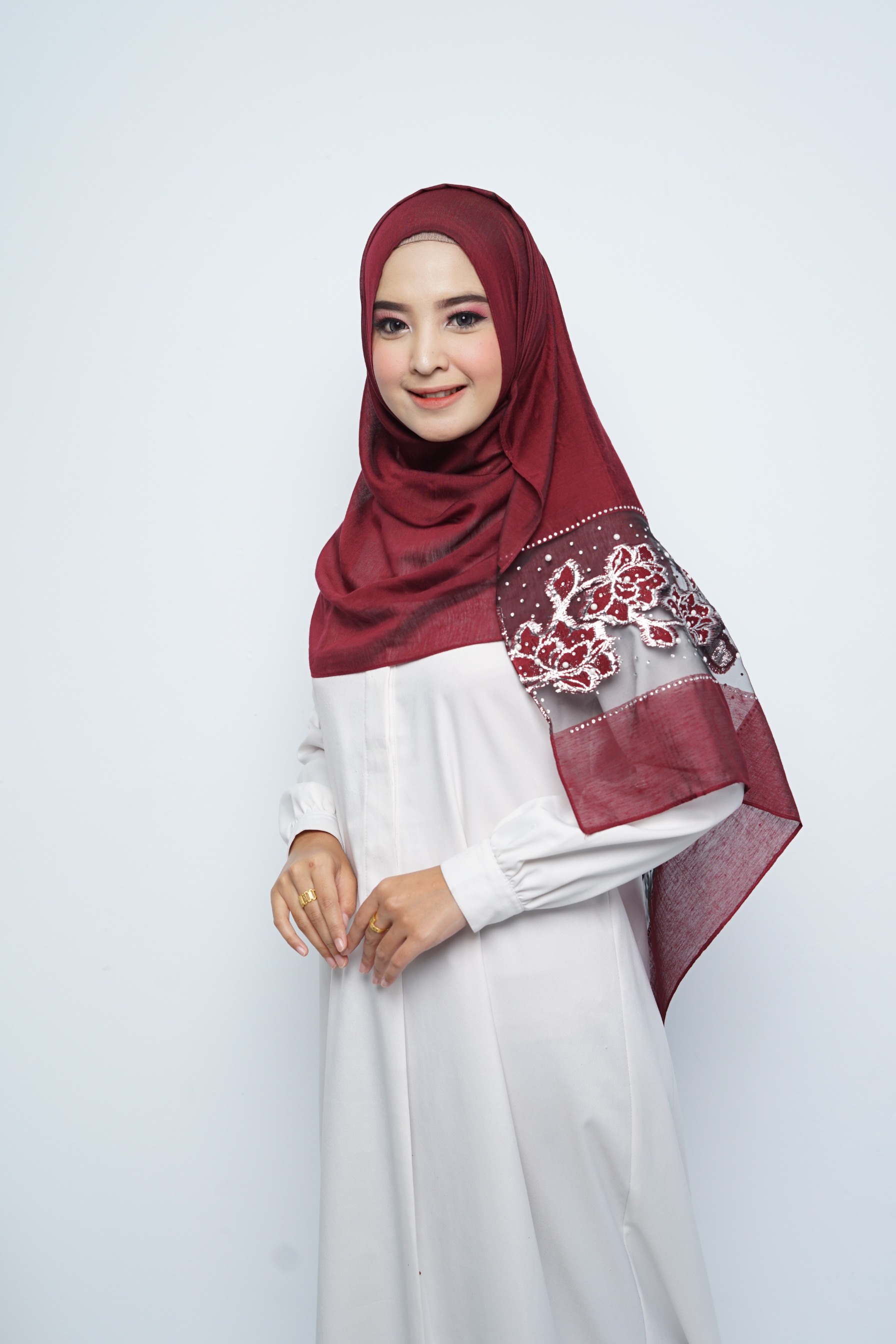 Pashmina - Rubyy Organza Series 05 - Maroon