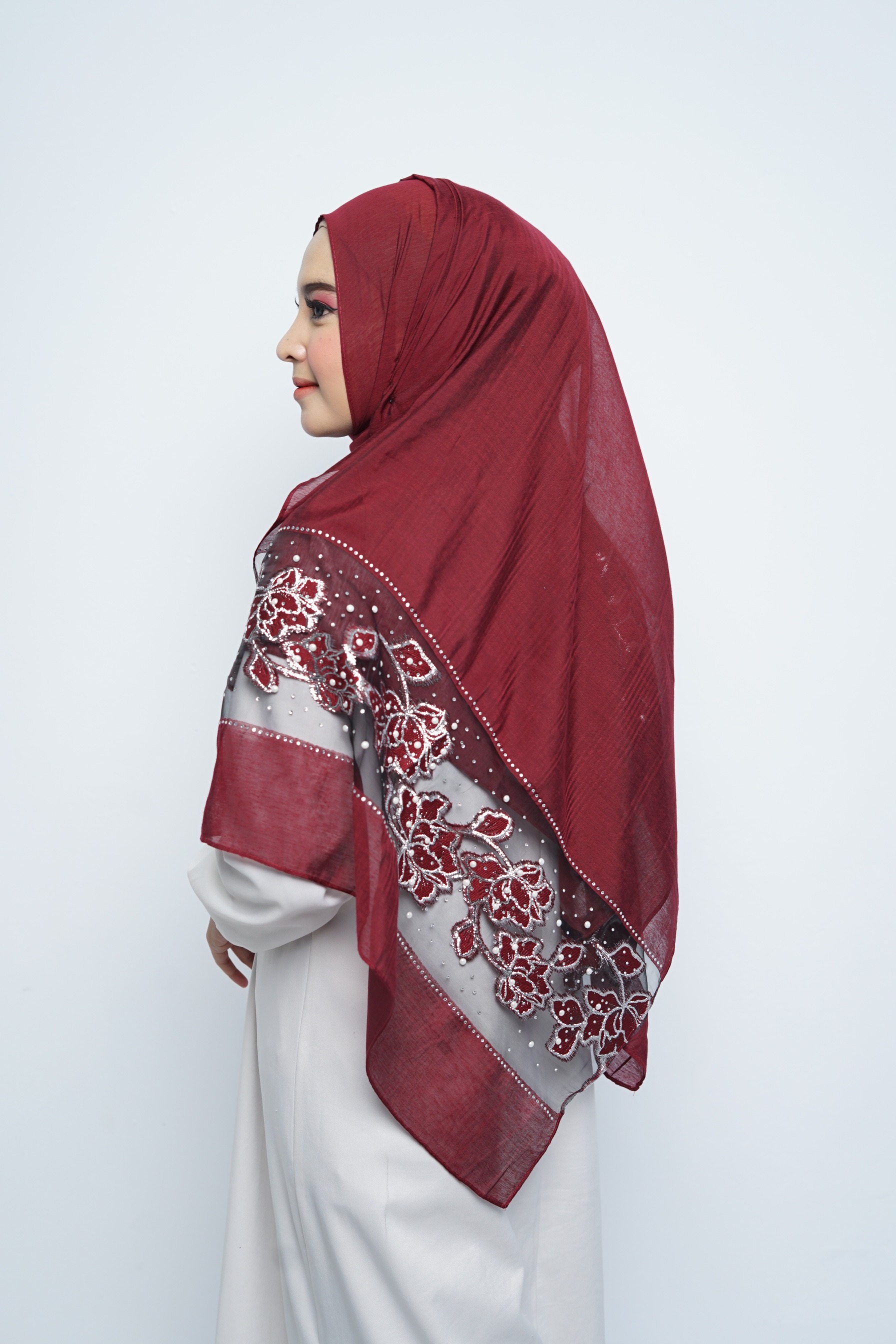 Pashmina - Rubyy Organza Series 05 - Maroon