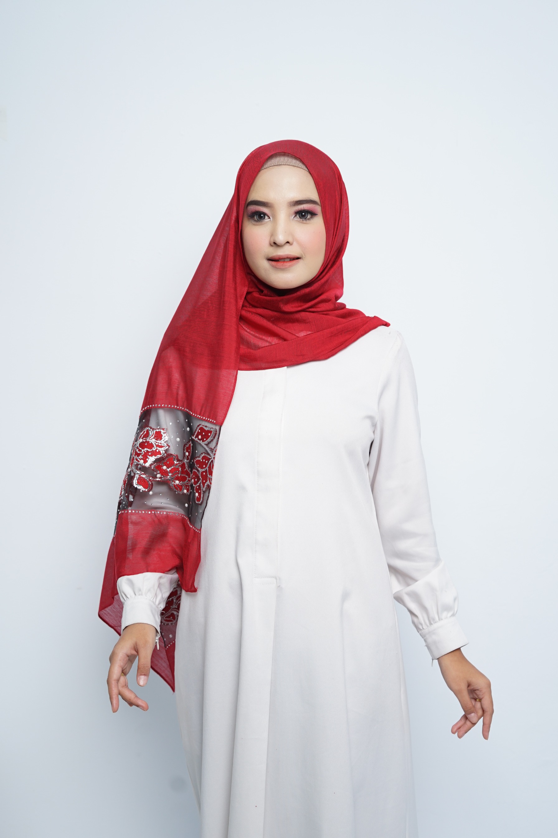 Pashmina - Rubyy Organza Series 05 - Red