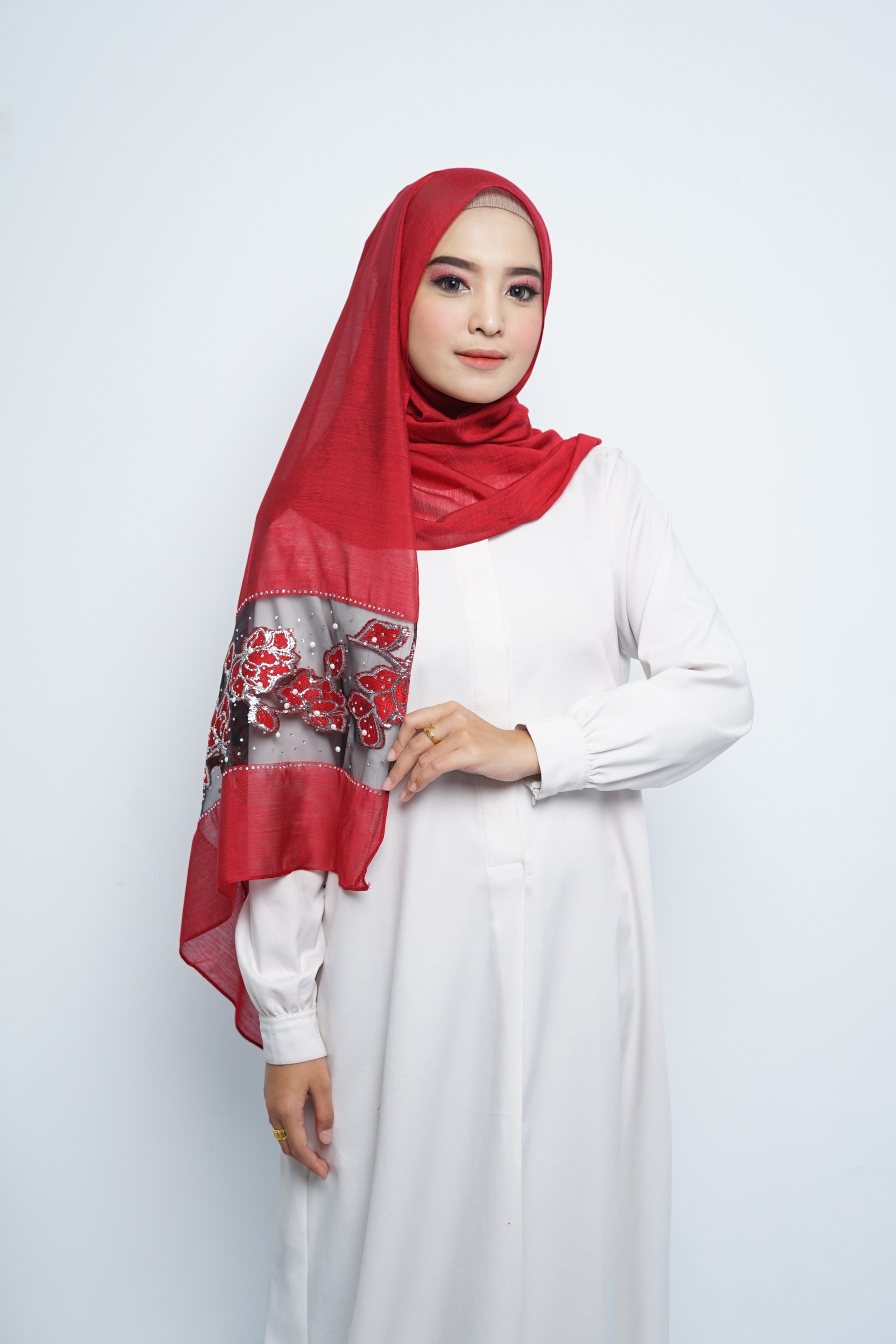 Pashmina - Rubyy Organza Series 05 - Red