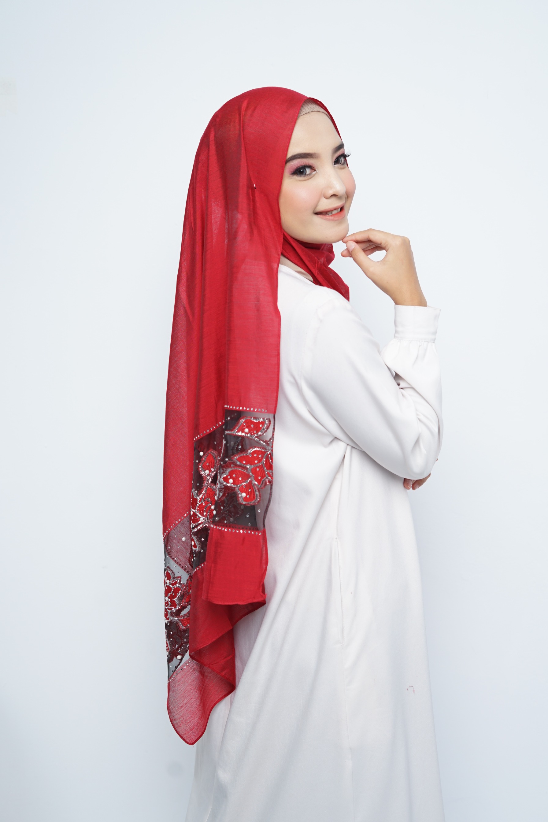 Pashmina - Rubyy Organza Series 05 - Red