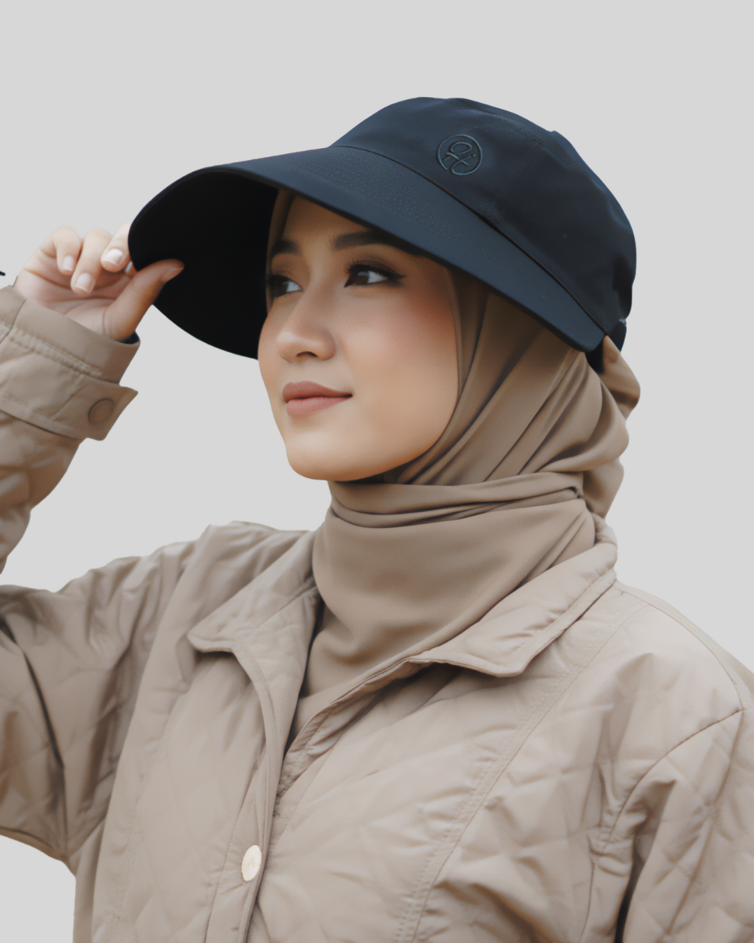 HJ Visor Hat – Topi Visor Muslimah Premium Twill Cotton, Adjustable, Anti Pusing, Cap Lebar